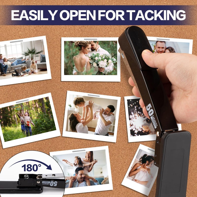 Deli Stapler Heavy Duty, Full Strip Staplers for Desk with 2000 Staples and Staple Remover, 50 Sheet Capacity, No Jam, Non-Slip Office Stapler with Staples for Office, Classroom, Black - Image 4